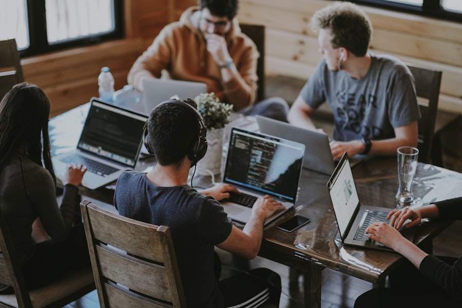 Team collaborating in a coworking space